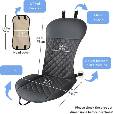 2pcs Car Seat Covers,Leather Water Proof Material No Slip Soft Car Seat Protector Side not Wrapped,for Car with Airbags,Seat Covers Universal for Most Automotive,Suvs,Vans,Trucks (Black) in Saudi Arabia