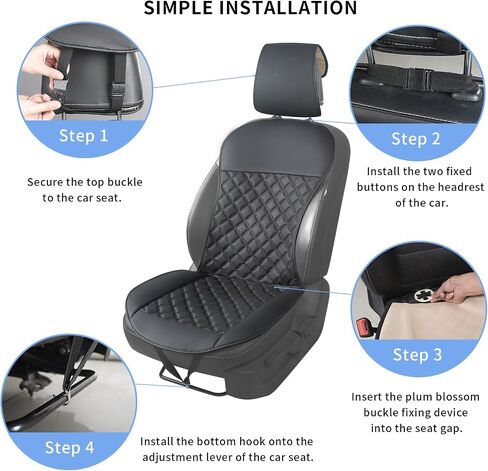 2pcs Car Seat Covers,Leather Water Proof Material No Slip Soft Car Seat Protector Side not Wrapped,for Car with Airbags,Seat Covers Universal for Most Automotive,Suvs,Vans,Trucks (Black) in Saudi Arabia
