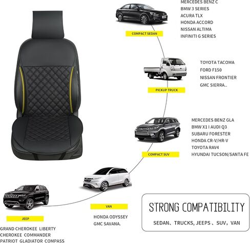 2pcs Car Seat Covers,Leather Water Proof Material No Slip Soft Car Seat Protector Side not Wrapped,for Car with Airbags,Seat Covers Universal for Most Automotive,Suvs,Vans,Trucks (Black) in Saudi Arabia