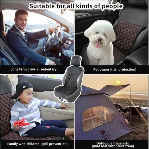 2pcs Car Seat Covers,Leather Water Proof Material No Slip Soft Car Seat Protector Side not Wrapped,for Car with Airbags,Seat Covers Universal for Most Automotive,Suvs,Vans,Trucks (Black) in Saudi Arabia