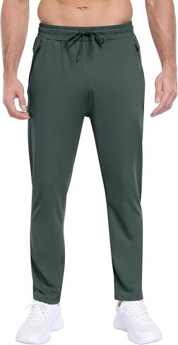 2 Pack Mens Fleece Lined Pants with Zipper Pockets,Winter Athletic Workout Warm Running Joggers Sweatpants for Men in Kuwait