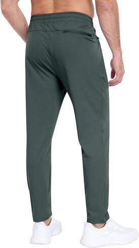 2 Pack Mens Fleece Lined Pants with Zipper Pockets,Winter Athletic Workout Warm Running Joggers Sweatpants for Men in Kuwait