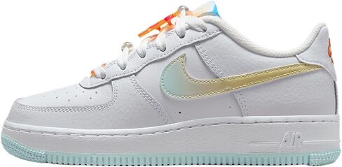 Nike Air Force 1 LV8 Big Kids' Shoes (IB8890-191, White/White/Glacier Blue/Multi-Color) in Saudi Arabia
