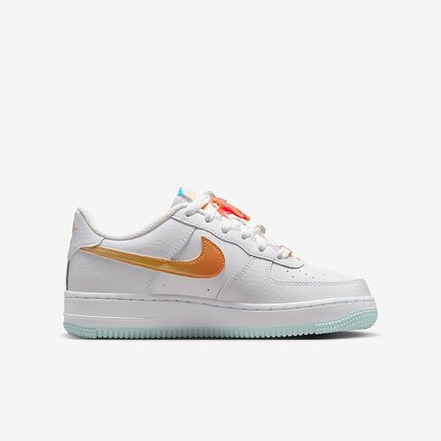 Nike Air Force 1 LV8 Big Kids' Shoes (IB8890-191, White/White/Glacier Blue/Multi-Color) in Saudi Arabia