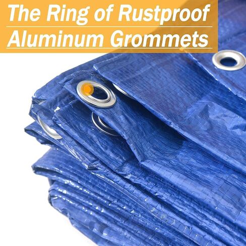50x100 Stander Duty 6 Mil Tarp Cover, Waterproof, UV Resistant, Rip and Tear Proof, Poly Tarpaulin with Reinforced Edges for Roof, Camping, Patio, Pool Cover, Boat, Blue in Saudi Arabia