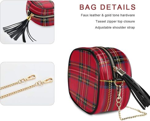 حقيبة كروس بخلفية منقوشة من ALAZA Tartan مع حزام سلسلة معدنية قابل للتعديل للنساء والفتيات in Saudi Arabia