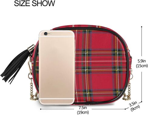 حقيبة كروس بخلفية منقوشة من ALAZA Tartan مع حزام سلسلة معدنية قابل للتعديل للنساء والفتيات in Saudi Arabia