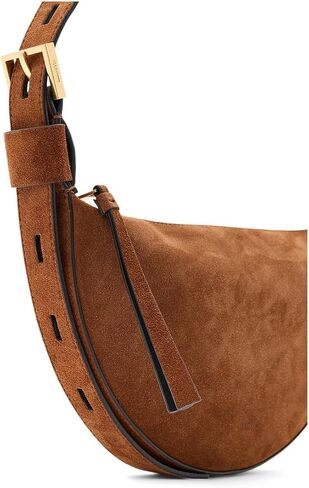 AllSaints Halfmoon Suede Xbody، بني كونياك in Saudi Arabia