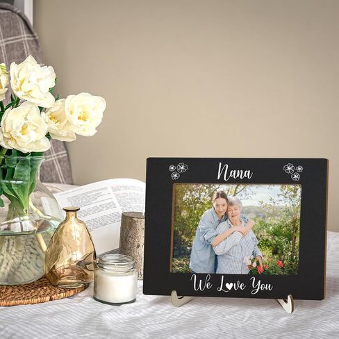 Wood Picture Frame with Wood Stand, Photo Frame Tabletop Display - I Love You Grandma, Shelf Desk Decor Gift for Women Grandmother Grammie, Home Decor Supplies, Fits 4x6" Horizontal -16 in Kuwait