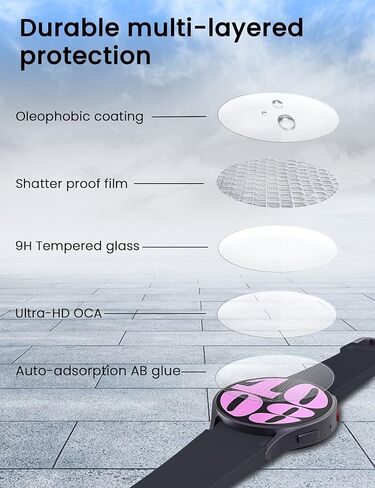 Sinoacc 4-Pack 44mm واقي شاشة لساعة Galaxy Watch 7/Galaxy Watch 6/Galaxy Watch 5/Galaxy Watch 4 44mm، غطاء فيلم واقي من الزجاج المقسى لساعة Samsung Watch 7/6/5/4 44mm واقي شاشة الساعة in Kuwait