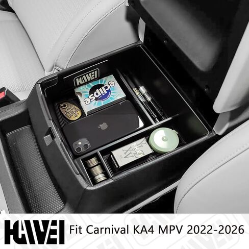 Center Console Organizer Compatible with Kia Carnival KA4 MPV 2022 2023 2024 2025 2026 Accessories Armrest Storage Box, Secondary Insert Tray Coin Holder, Black in Saudi Arabia