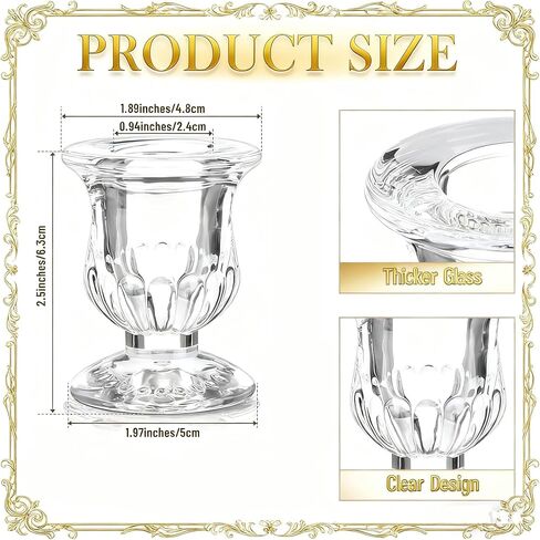 48 Pcs Clear Glass Taper Candle Holders Bulk, 2.5 Inch Small Candlestick Stands, Elegant Table Centerpieces for Wedding, Christmas, Valentine’s Day, Party, Home and Dining Room Decorations (Clear) in Saudi Arabia