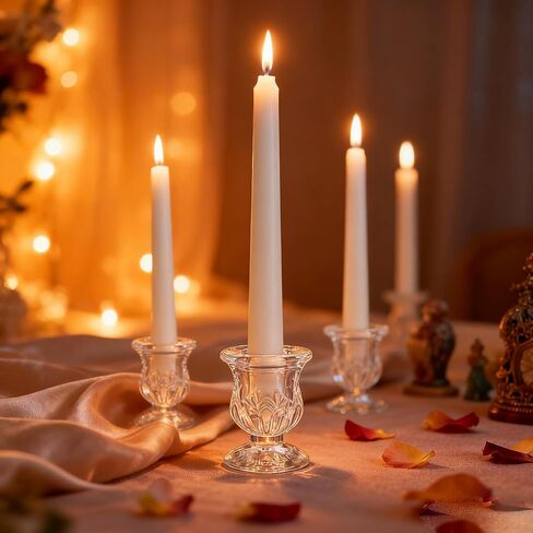 48 Pcs Clear Glass Taper Candle Holders Bulk, 2.5 Inch Small Candlestick Stands, Elegant Table Centerpieces for Wedding, Christmas, Valentine’s Day, Party, Home and Dining Room Decorations (Clear) in Saudi Arabia