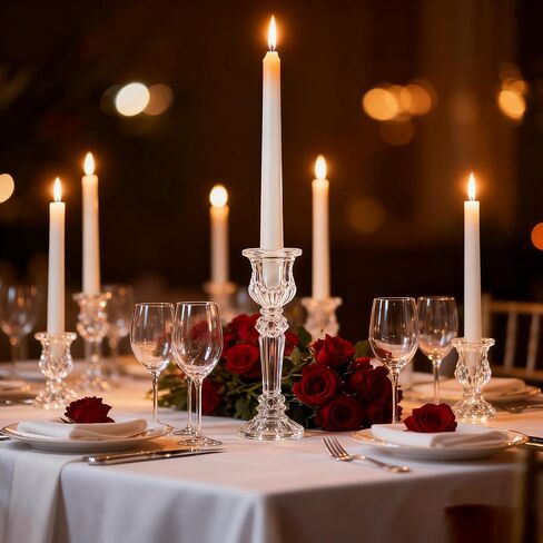 48 Pcs Clear Glass Taper Candle Holders Bulk, 2.5 Inch Small Candlestick Stands, Elegant Table Centerpieces for Wedding, Christmas, Valentine’s Day, Party, Home and Dining Room Decorations (Clear) in Saudi Arabia