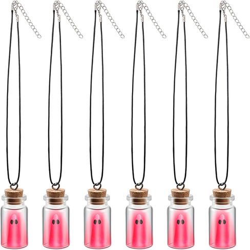 Kigeli 6 Pcs Halloween Ghost Necklace Ghost in a Bottle Pendant the Adopt a Ghost Glow in Dark Necklace Gift for Women Men in Kuwait