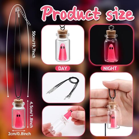 Kigeli 6 Pcs Halloween Ghost Necklace Ghost in a Bottle Pendant the Adopt a Ghost Glow in Dark Necklace Gift for Women Men in Kuwait