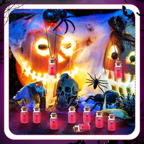 Kigeli 6 Pcs Halloween Ghost Necklace Ghost in a Bottle Pendant the Adopt a Ghost Glow in Dark Necklace Gift for Women Men in Kuwait