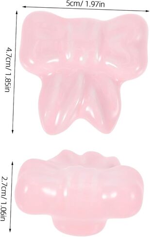 Cabilock 2pcs Bow Shape Ceramic Cabinet Knobs Cute Drawer Pulls for Boy Girl Rooms Easy Installation for Wardrobes and Dressers Playful Decorative Handles Soft Pink in Saudi Arabia