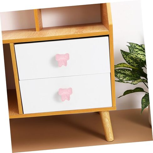 Cabilock 2pcs Bow Shape Ceramic Cabinet Knobs Cute Drawer Pulls for Boy Girl Rooms Easy Installation for Wardrobes and Dressers Playful Decorative Handles Soft Pink in Saudi Arabia