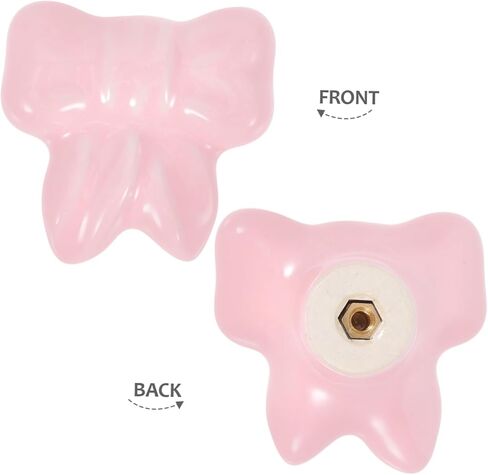 Cabilock 2pcs Bow Shape Ceramic Cabinet Knobs Cute Drawer Pulls for Boy Girl Rooms Easy Installation for Wardrobes and Dressers Playful Decorative Handles Soft Pink in Saudi Arabia