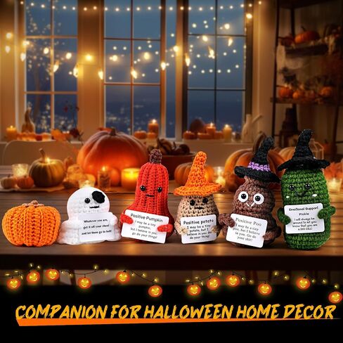 6pcs Halloween Decor Positive Potatoes Box, Home Decor, Emotional Support Crochet Room Decor, Inspirational Gifts for Men&Women, Halloween Decorations Gifts, Creative Desk Companion in Saudi Arabia