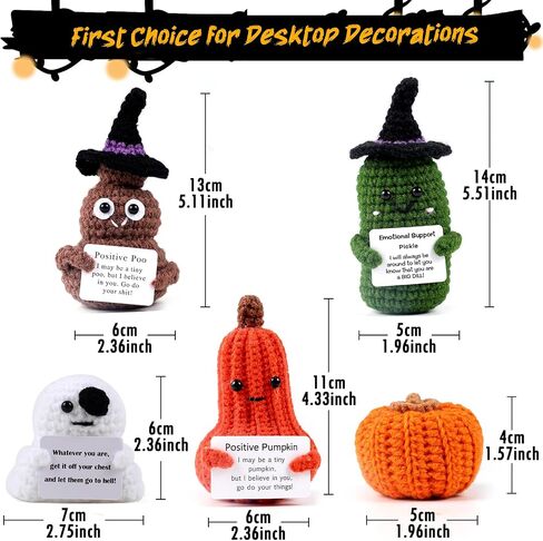 6pcs Halloween Decor Positive Potatoes Box, Home Decor, Emotional Support Crochet Room Decor, Inspirational Gifts for Men&Women, Halloween Decorations Gifts, Creative Desk Companion in Saudi Arabia