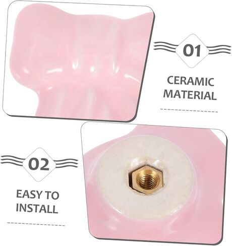 Cabilock 2pcs Vintage Ceramic Bowknot Cabinet Knobs for Boy Girl's Rooms Cute Furniture Hardware for Dressers and Nursery Easy Installation Light Pink in Saudi Arabia