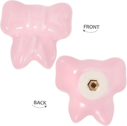 Cabilock 2pcs Vintage Ceramic Bowknot Cabinet Knobs for Boy Girl's Rooms Cute Furniture Hardware for Dressers and Nursery Easy Installation Light Pink in Saudi Arabia