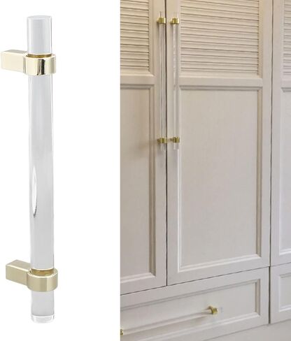 Crystal Acrylic Handle Transparent Drawer Pull Handle for Closets BOOKCASES Shoe Cabinet (Pole Distance 96 Gold) in Saudi Arabia