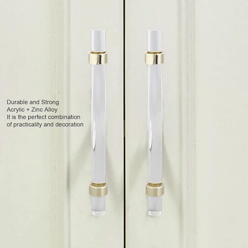 Crystal Acrylic Handle Transparent Drawer Pull Handle for Closets BOOKCASES Shoe Cabinet (Pole Distance 96 Gold) in Saudi Arabia