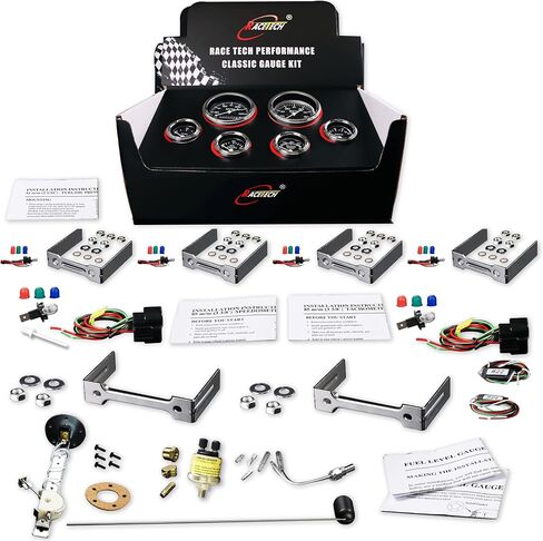 6 Gauge Cluster Kit 0-90 Ohm Vintage Electrical Black Dial 4 Color 140 MPH GPS Speedometer 8000 PRM Tachometer Signal Filter Volt Fuel Level Water Temp Oil Pressure Car Automotive Gauge Set in Kuwait