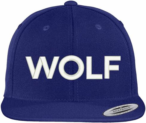 Trendy Apparel Shop Wolf Embroidered Flat Bill Snapback Ball Cap - Royal in Saudi Arabia