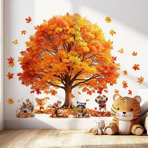 Fall Window Clings Maple Leaves Scarecrow Window Decals 1 Sheets Reusable Stickers for Autumn Thanksgiving Harvest Party Home Windows Glass Mirror Decor in Kuwait