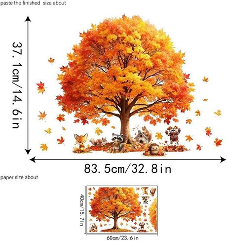 Fall Window Clings Maple Leaves Scarecrow Window Decals 1 Sheets Reusable Stickers for Autumn Thanksgiving Harvest Party Home Windows Glass Mirror Decor in Kuwait
