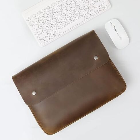 Leather File Folder Organizer Document Holder, File Case, A5 Binder, Envelope Portfolio, Pencil Pouch,Leather Portfolio,Laptop Sleeve Case for 13" 14" Laptops,MacBook & Tablets (Bourban Brown) in Kuwait