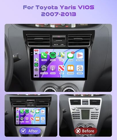 4G+64G Radio for Toyota Yaris VIOS 2007-2013 Rimoody Android 13 Car Stereo Wireless Carplay Andorid auto Mirror Link 9'' Touch Screen GPS Navigation WiFi Bluetooth FM EQ + AHD Backup Camera in Kuwait