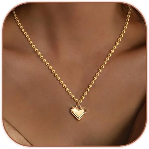Cute Heart Necklace Dainty 18k Gold Plated Tiny Heart Pendant Choker Necklaces Small Gold Love Open Heart Chain Necklace for Women Simple Gold Necklace for Women Trendy Jewelry in Kuwait