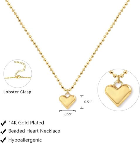 Cute Heart Necklace Dainty 18k Gold Plated Tiny Heart Pendant Choker Necklaces Small Gold Love Open Heart Chain Necklace for Women Simple Gold Necklace for Women Trendy Jewelry in Kuwait