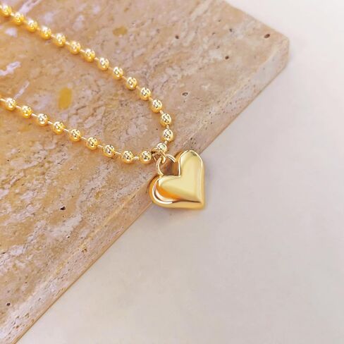 Cute Heart Necklace Dainty 18k Gold Plated Tiny Heart Pendant Choker Necklaces Small Gold Love Open Heart Chain Necklace for Women Simple Gold Necklace for Women Trendy Jewelry in Kuwait