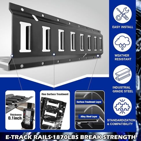 طقم قضبان ربط E Track 58 قطعة مع ملحقات - نظام قضبان Etrack مقاس 16 بوصة وأشرطة ربط المقطورة السقاطة وفتحات مفردة ومراسي حلقية فولاذية وربطات حبال لسرير الشاحنة والمقطورات in Saudi Arabia