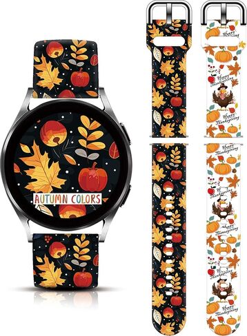 2 Pack 20mm Christmas Watch Bands Compatible with Samsung Galaxy Watch 40mm 41mm 42mm 44mm 45mm 46mm, Holiday Fall Thanksgiving Seasonal Replacement Silicone Strap for Galaxy Watch 7 / Watch 6 / Watch 5 / Watch 5 Pro / Watch 4 / Watch 4 Classic / Watch 3  in Saudi Arabia
