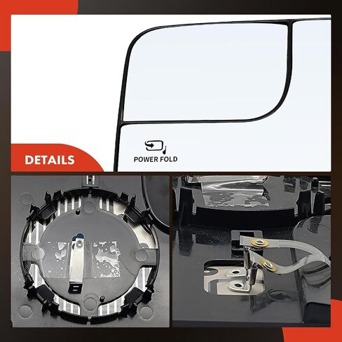 A-Premium Left Driver Side Heated Mirror Glass with Backing Plate - Compatible with Ford F-150 F150 2011 2012 2013 2014 - Exterior Side View Flat Mirror with Spotter Glass, Power Foldable Mark in Saudi Arabia