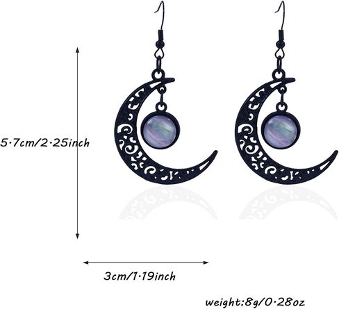 Gothic Witch Moon Earrings for Women Goth Black Moon Zirconia Drop Dangle Earrings Dark Halloween Witch Vampire Jewelry Accessories in Saudi Arabia