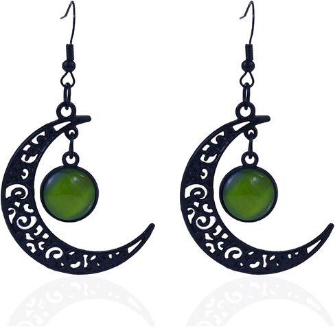 Gothic Witch Moon Earrings for Women Goth Black Moon Zirconia Drop Dangle Earrings Dark Halloween Witch Vampire Jewelry Accessories in Saudi Arabia