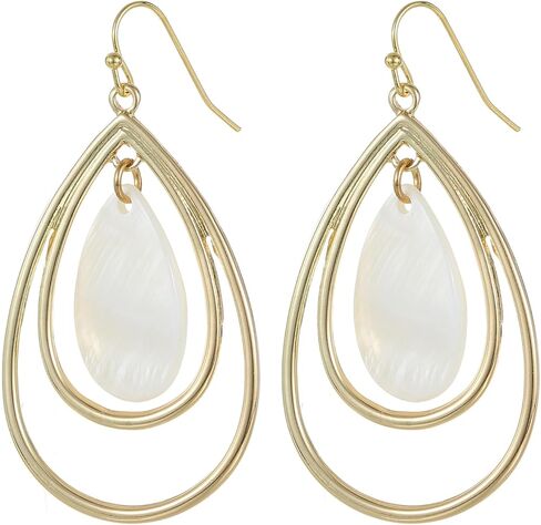 أقراط متدلية من الخرز Waterdrop للنساء بوهو الطبيعية شل الملونة هندسية قطرة بيان الأقراط للنساء الغربيات in Kuwait