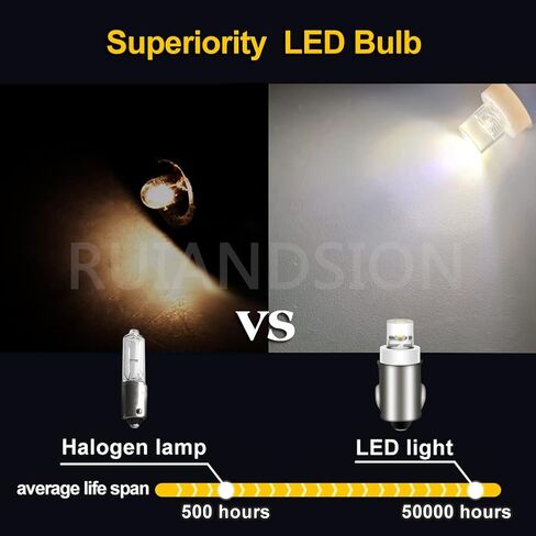 Ruiandsion BA7S 12V White LED Mini Bulbs for Car Instrument Panel Warning Lights, 100LM, 19x8mm in Saudi Arabia