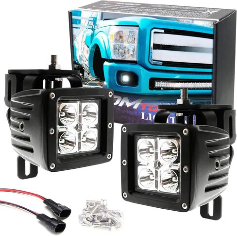 مجموعة مصابيح الضباب LED من iJDMTOY متوافقة مع 1999-2016 Ford F250 F350 F450 Super Duty، تتضمن (2) مكعبات LED عالية الطاقة 20 وات، ودعامات تثبيت لموقع Foglight وأحزمة أسلاك/محول in Saudi Arabia