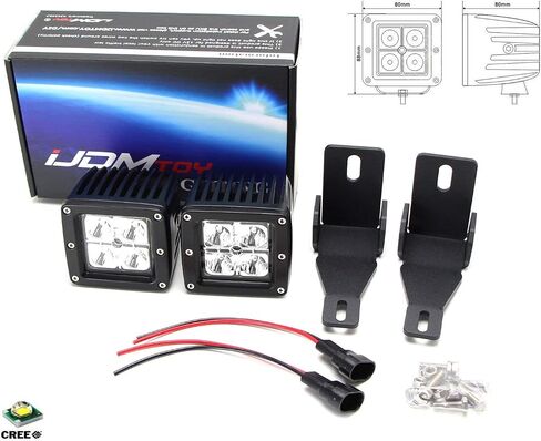 مجموعة مصابيح الضباب LED من iJDMTOY متوافقة مع 1999-2016 Ford F250 F350 F450 Super Duty، تتضمن (2) مكعبات LED عالية الطاقة 20 وات، ودعامات تثبيت لموقع Foglight وأحزمة أسلاك/محول in Saudi Arabia
