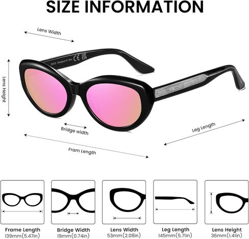 DUCO Vintage Cat Eye Sunglasses for Women Retro Oval Polarized Sun Glasses Fashion narrow 90s UV Protection Shades DC2362 in Saudi Arabia