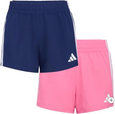 Adidas Youth 2-Pack 3 Stripes Short (US, Alpha, Large, Regular, Blue/Pink) in Saudi Arabia